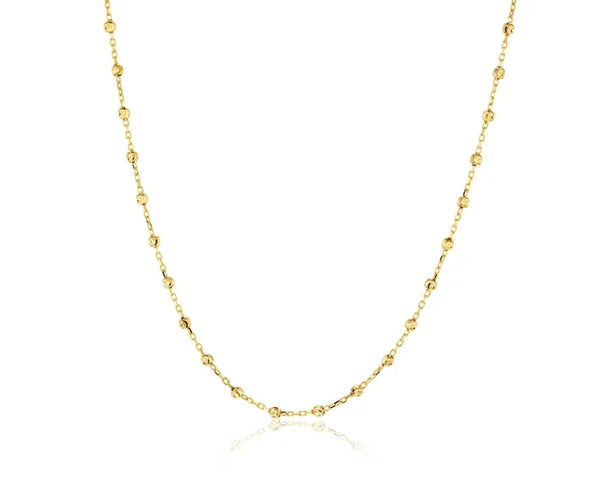 9ct Yellow Gold Cable and diamond cut ball chain, 45cm