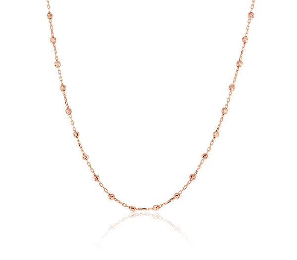9ct Rose Gold Diamond cut ball chain, 45cm