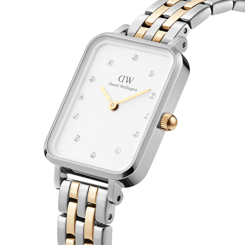 Daniel Wellington Quadro Lumine 20x26 5-Link Gold and Silver White Watch