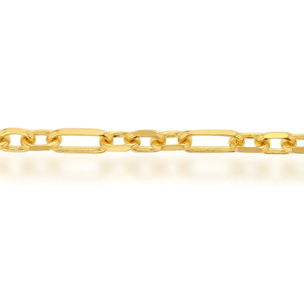 9ct Yellow Gold Diamond cut 3 to 1 Cable chain, 45cm