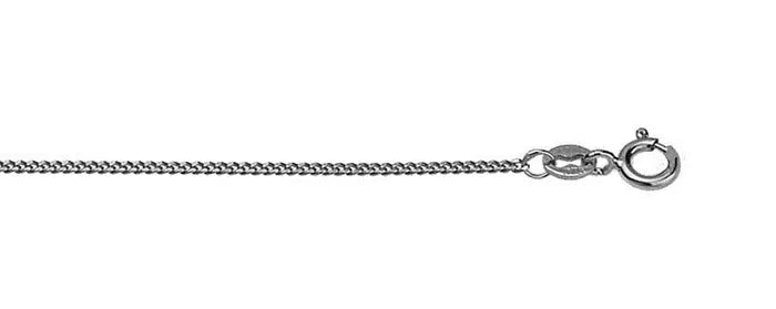 9ct White Gold Diamond cut curb chain, 45cm