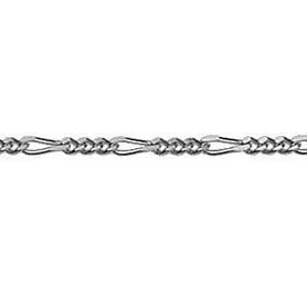 9ct White Gold Diamond cut Figaro chain, 45cm