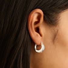 Sterling Silver Flat sided Hoop earring