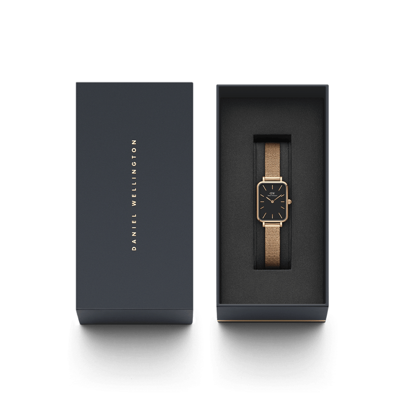 Daniel Wellington Quadro 20X26 Pressed Melrose Rose Gold and Black Watch