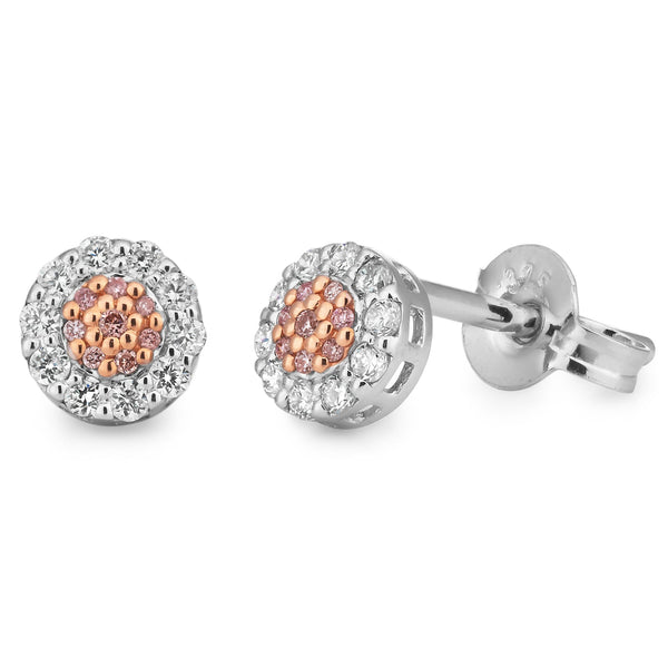 9ct Rose and White Gold 'Pink Caviar' Argyle Diamond Stud Earrings, 0.20ct Total