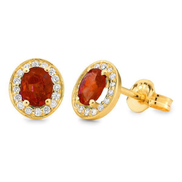 9ct Yellow Gold Ruby and Diamond stud earrings
