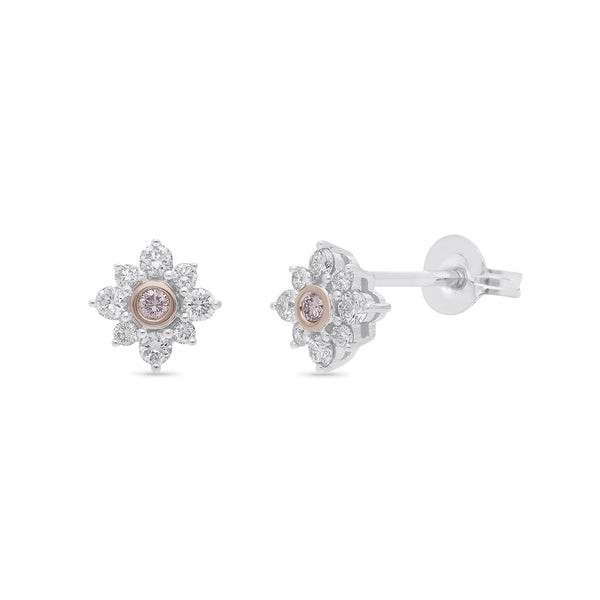9ct Rose and White Gold 'Pink Caviar' Argyle Diamond stud earrings, 0.28ct total