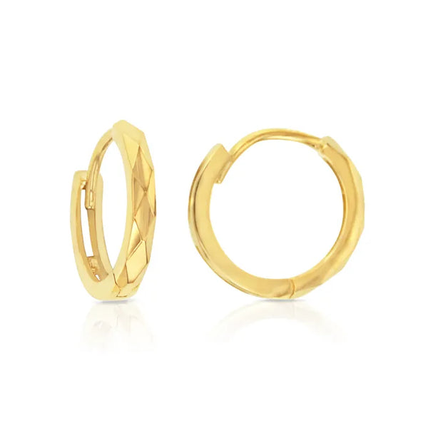 9ct Yellow Gold Diamond cut Huggies