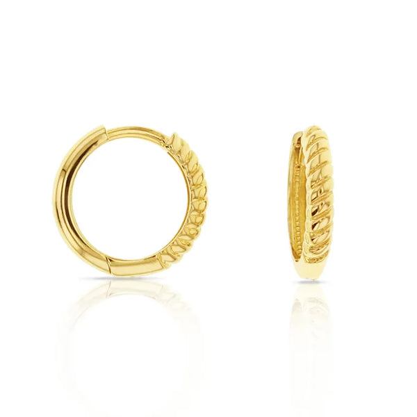 9ct Yellow Gold Rope look huggies