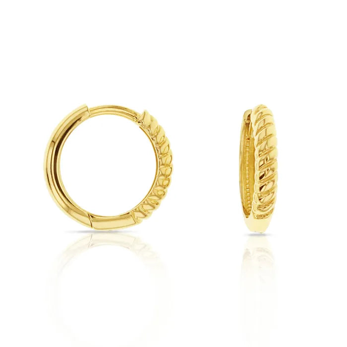 9ct Yellow Gold Rope look huggies