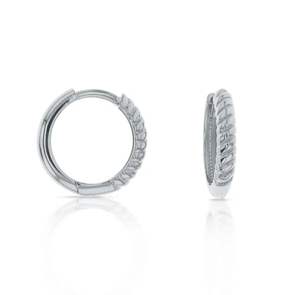 9ct White Gold Rope-Look huggie