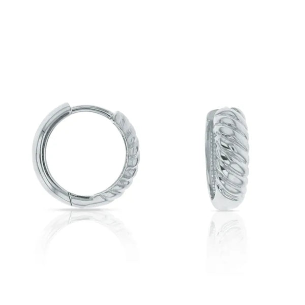 9ct White Gold Wide Rope-Look huggies