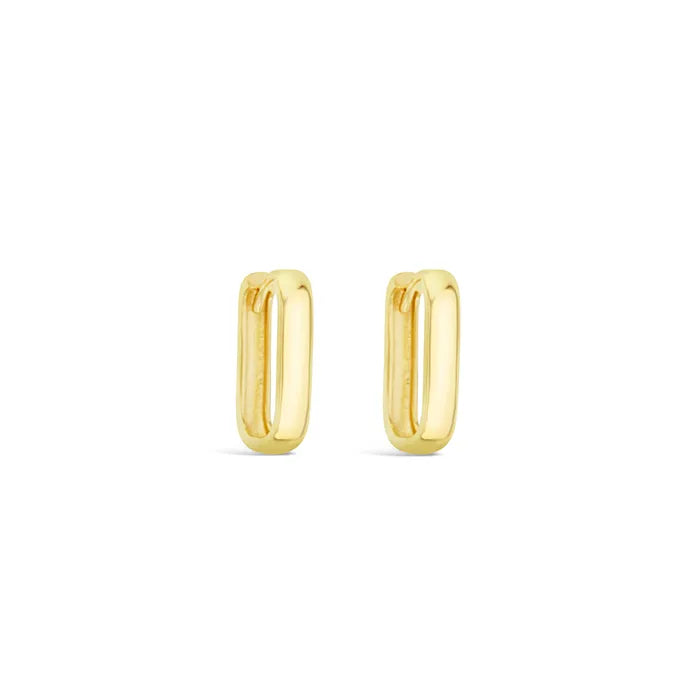 9ct Yellow Gold Paperclip rectangle huggies