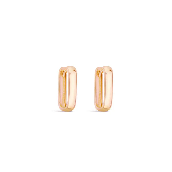 9ct Rose Gold Paperclip Rectangle huggies
