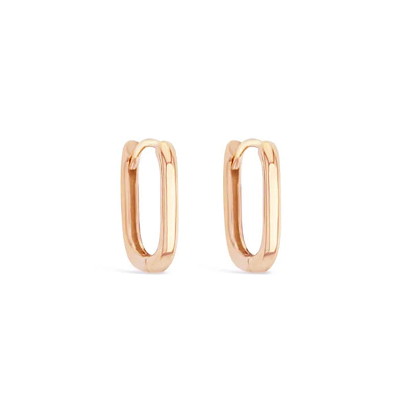 9ct Rose Gold Paperclip Square huggies
