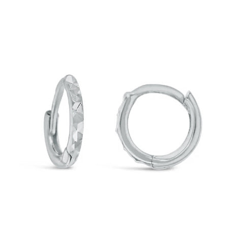 9ct White Gold Diamond-cut Childrens Huggies