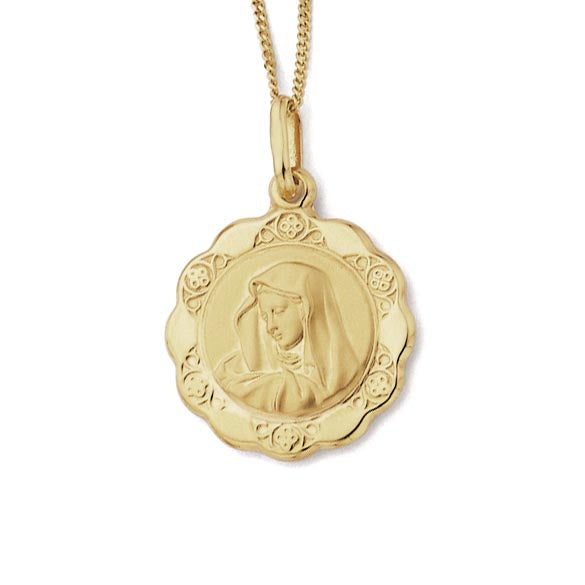 9ct Yellow Gold Virgin Mary Medallion