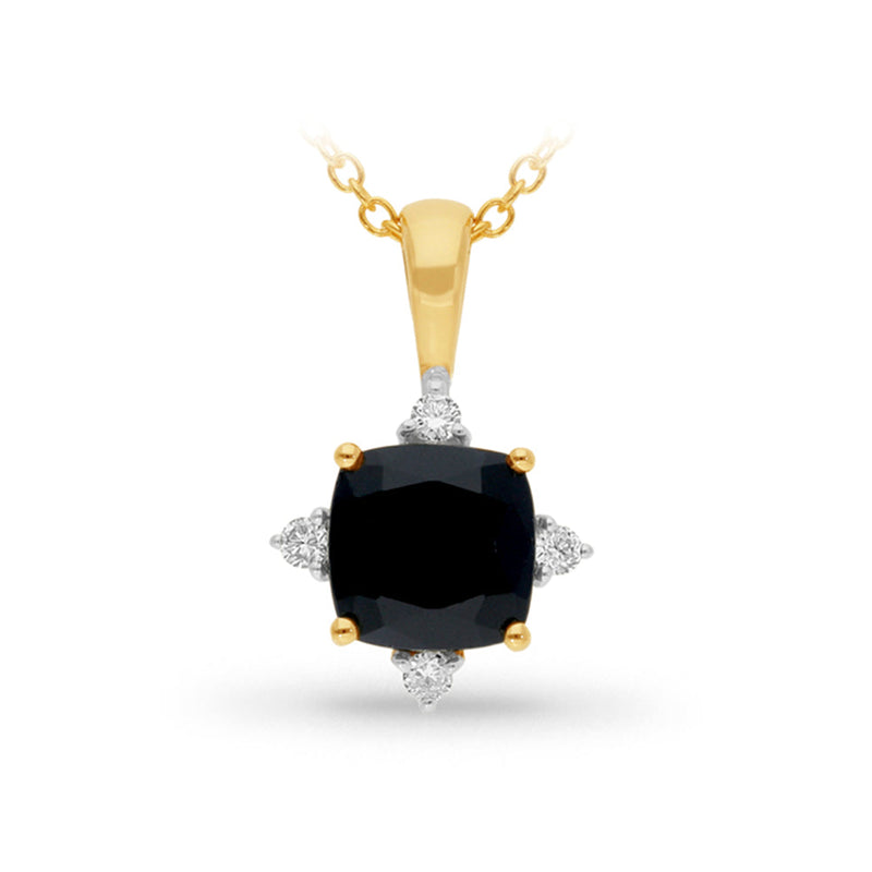 9ct Yellow Gold Garnet and Diamond Pendant