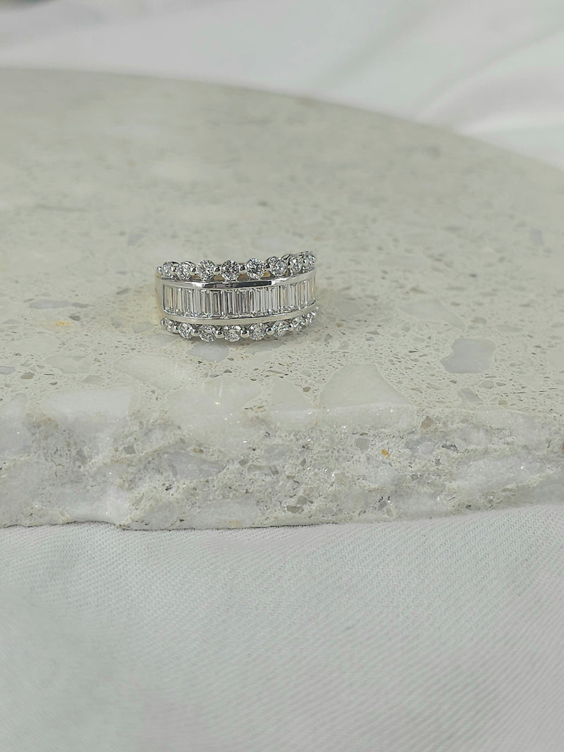 9ct Yellow and White Gold Lab-Grown Wide Dress Ring, 1.96ct total
