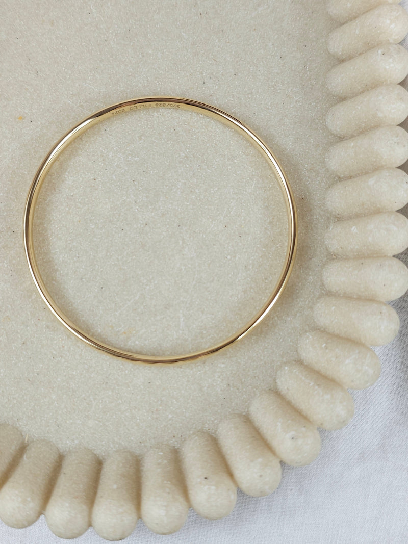 9ct Yellow Gold Silver filled bangle, 65mm