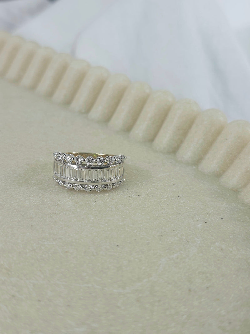 9ct Yellow and White Gold Lab-Grown Wide Dress Ring, 1.96ct total