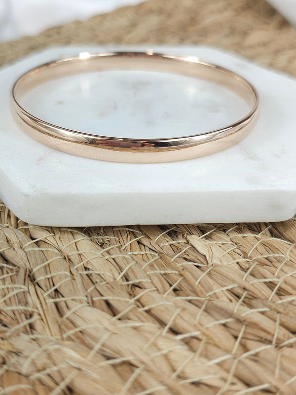 9ct Rose Gold Silver filled bangle, 65mm