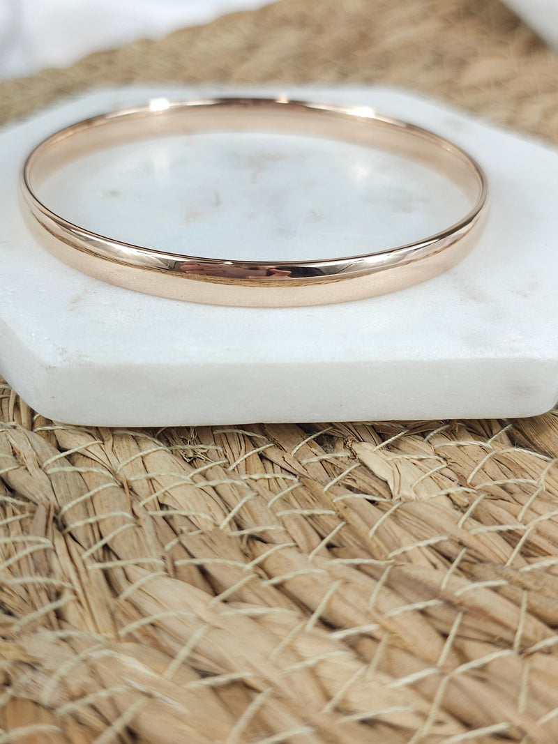 9ct Rose Gold Silver filled bangle, 65mm