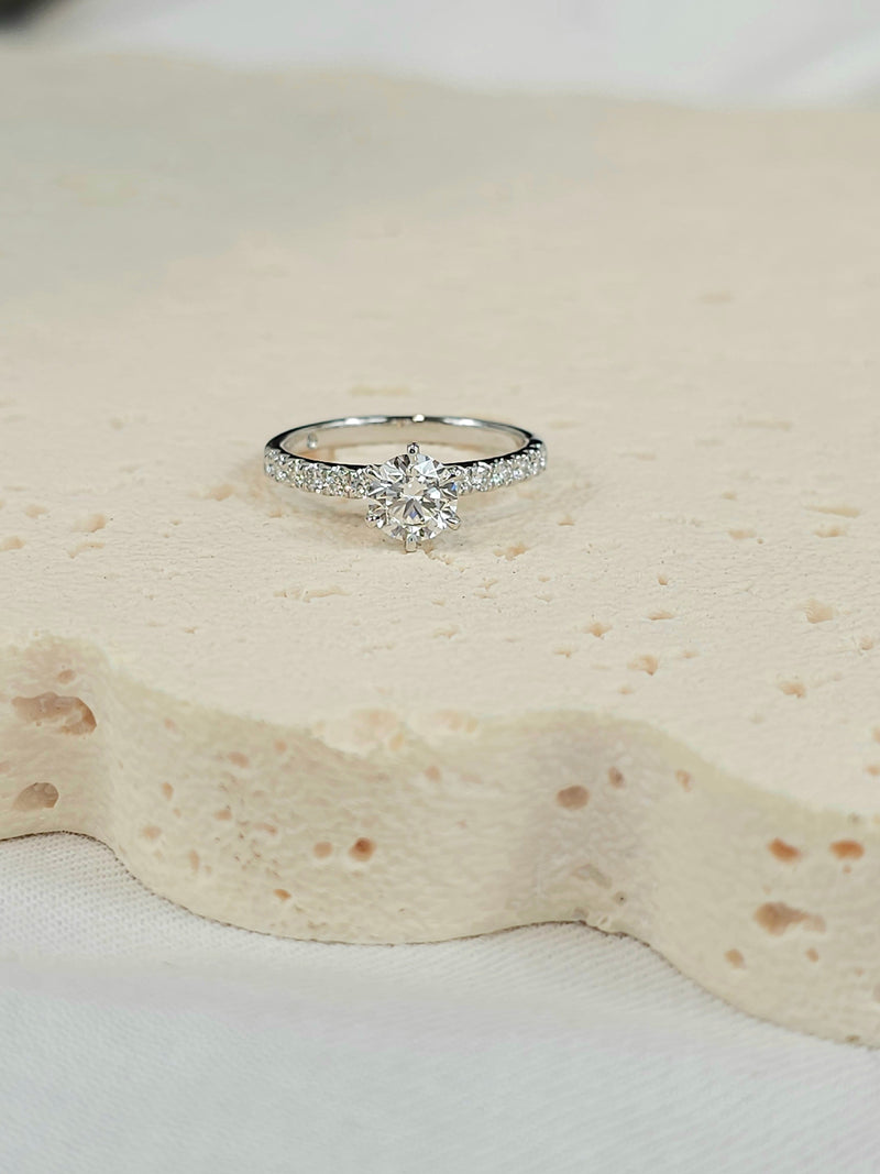 9ct White Gold Lab-Grown Round Brilliant cut Diamond Ring, 0.80ct centre