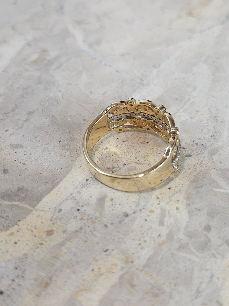 9ct Yellow and White Gold Multi-Wire Filigree ring, 0.37ct total