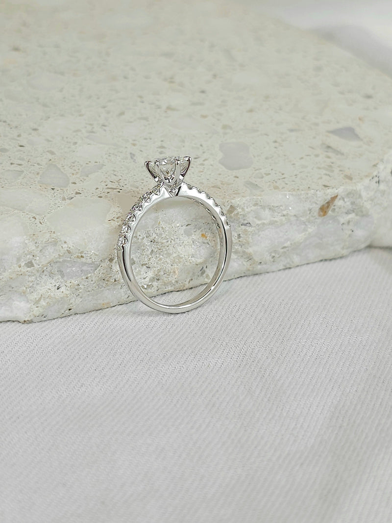 9ct White Gold Lab-Grown Round Brilliant cut Diamond Ring, 0.80ct centre
