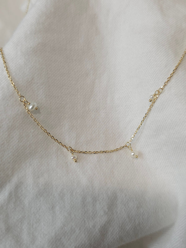 9ct Yellow Gold Chain with Freshwater Pearls, 45cm