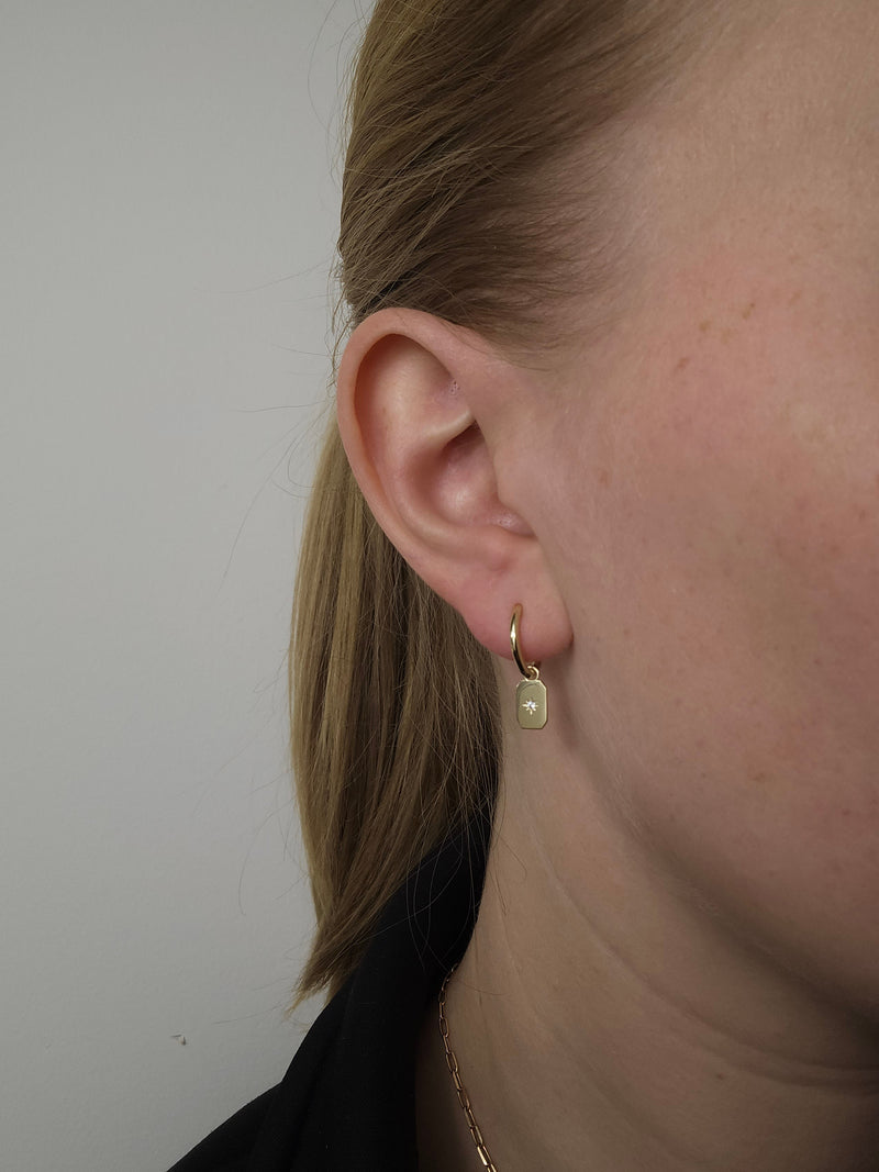 9ct Yellow Gold Huggie Earrings with Pearl Drop