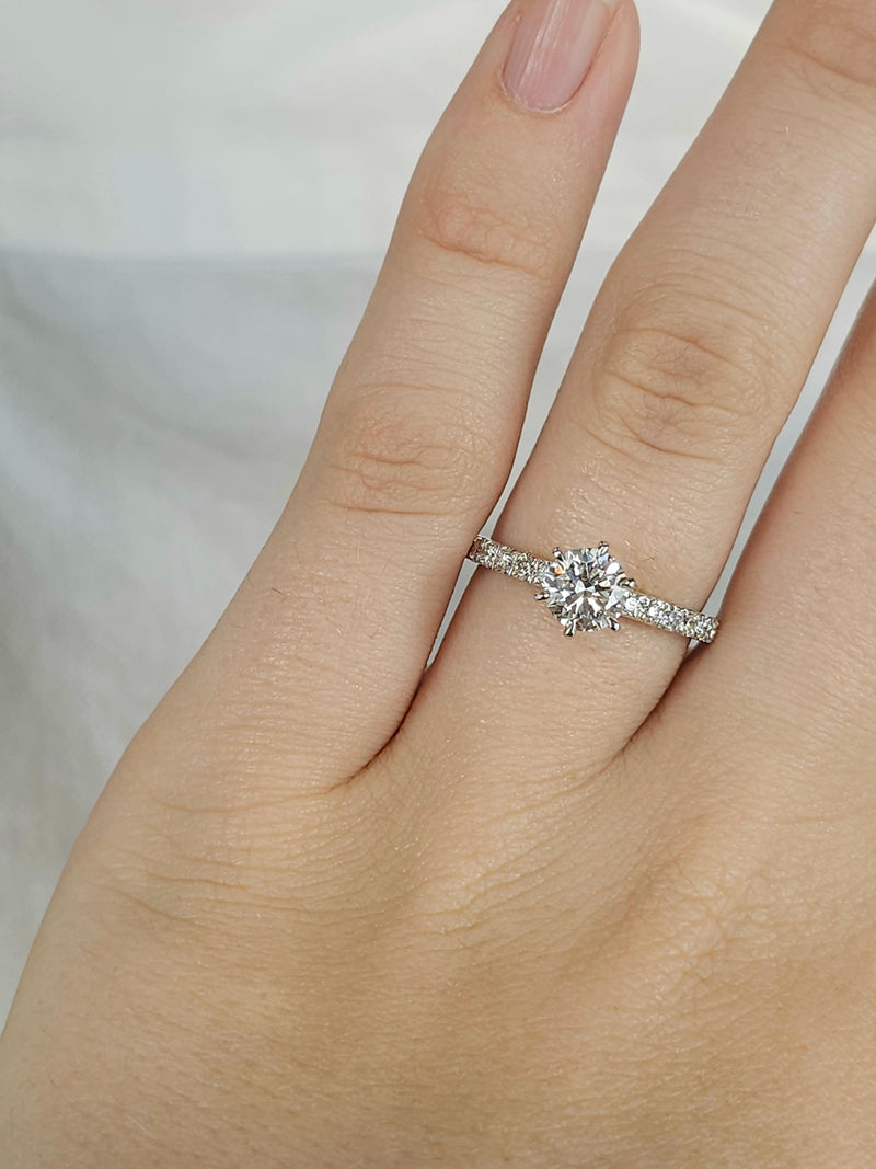 9ct White Gold Lab-Grown Round Brilliant cut Diamond Ring, 0.80ct centre