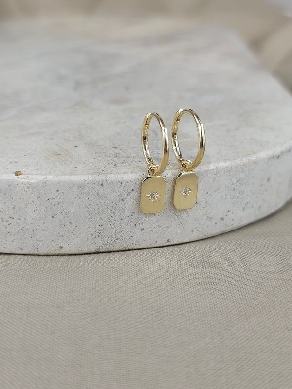 9ct Yellow Gold Huggie Earring with Medallion Drop