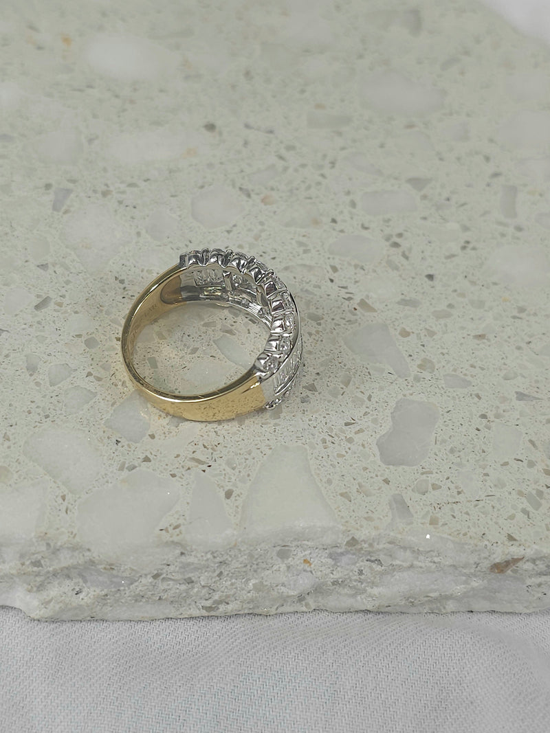 9ct Yellow and White Gold Lab-Grown Wide Dress Ring, 1.96ct total