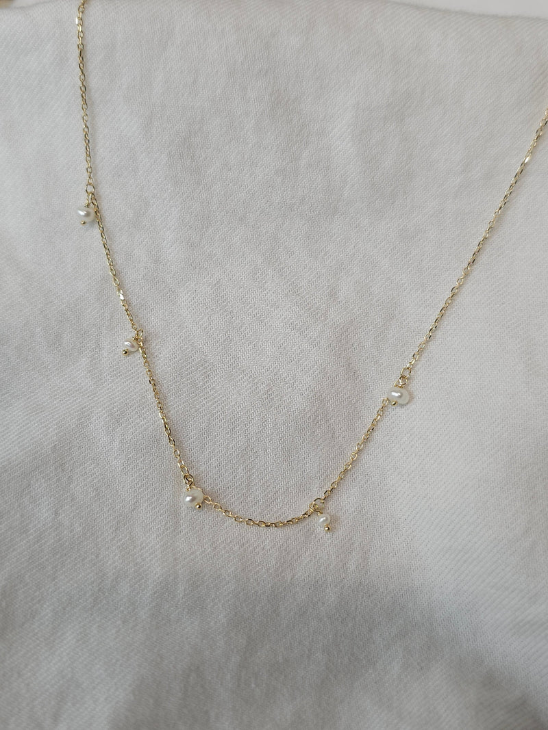 9ct Yellow Gold Chain with Freshwater Pearls, 45cm