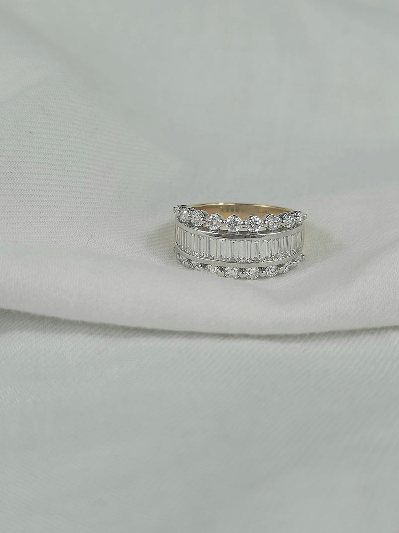 9ct Yellow and White Gold Lab-Grown Wide Dress Ring, 1.96ct total