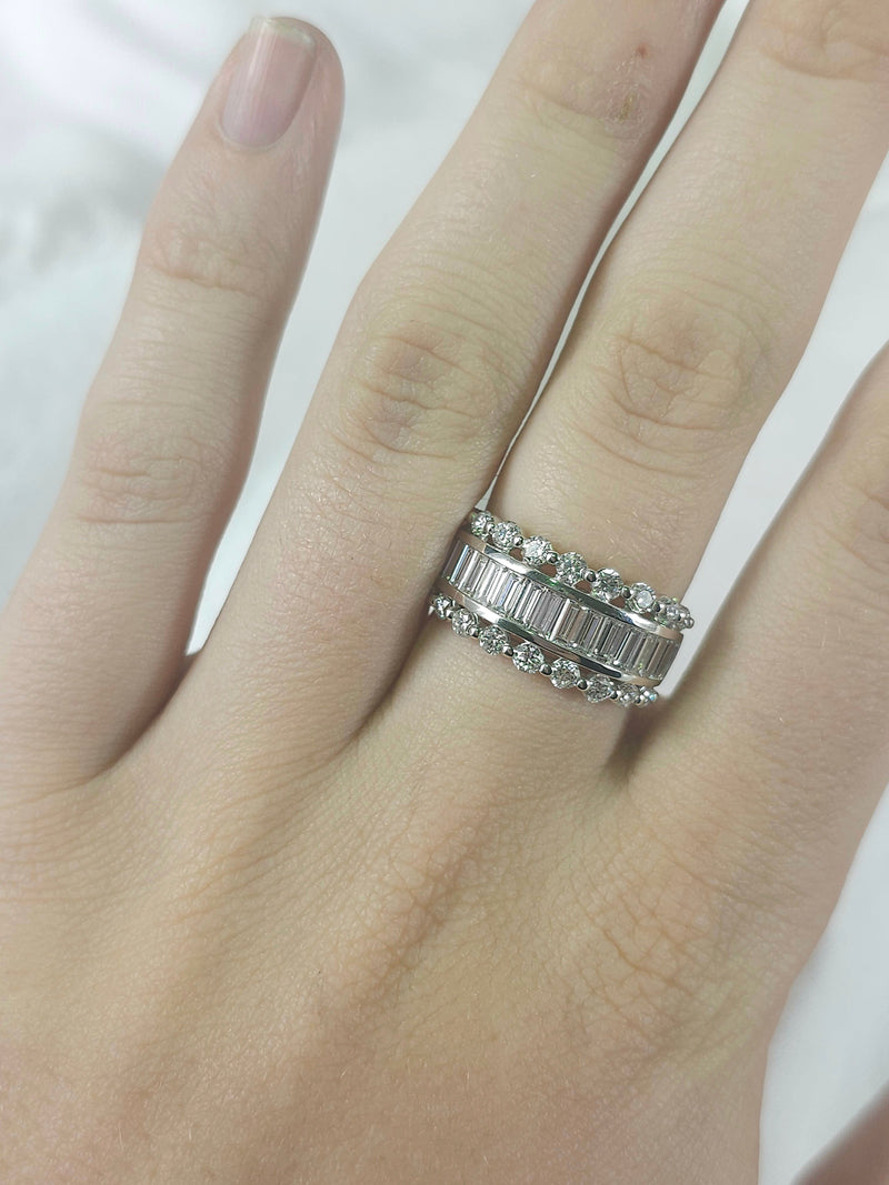 9ct Yellow and White Gold Lab-Grown Wide Dress Ring, 1.96ct total