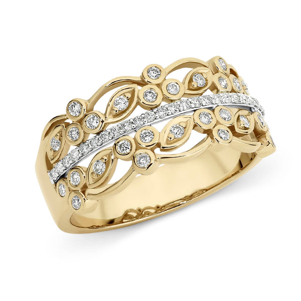9ct Yellow and White Gold Multi-Wire Filigree ring, 0.37ct total