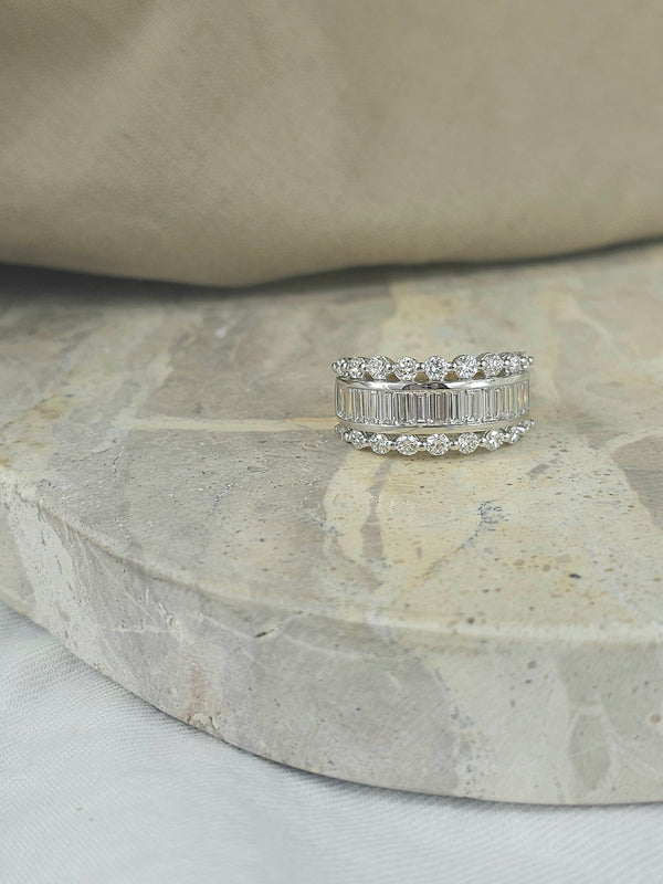 9ct Yellow and White Gold Lab-Grown Wide Dress Ring, 1.96ct total