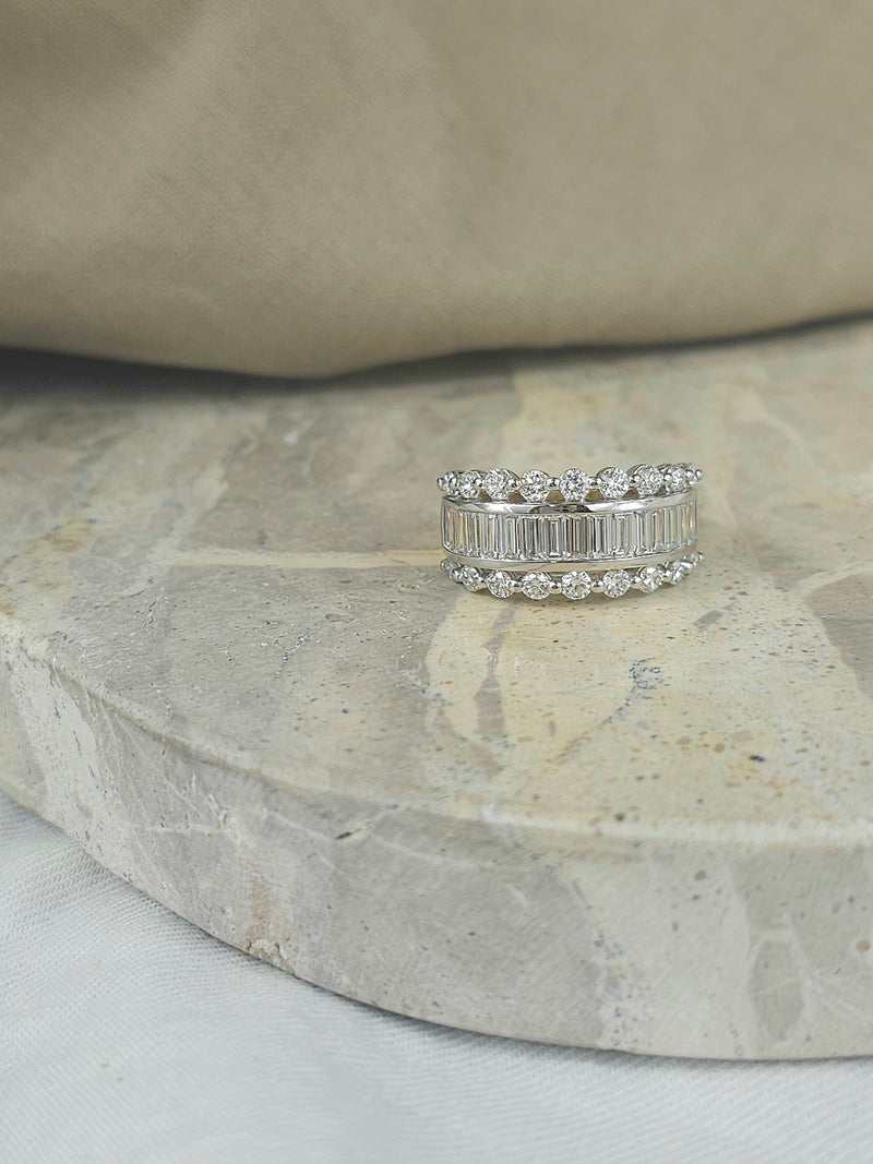 9ct Yellow and White Gold Lab-Grown Wide Dress Ring, 1.96ct total