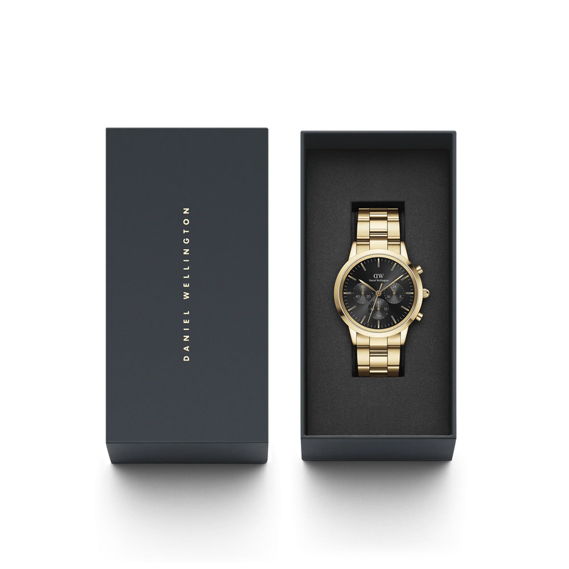 Daniel Wellington Iconic Chronograph 42 Black and Gold Watch