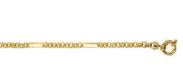 9ct Yellow Gold Silver filled 9 to 1 belcher chain, 45cm