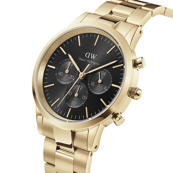 Daniel Wellington Iconic Chronograph 42 Black and Gold Watch