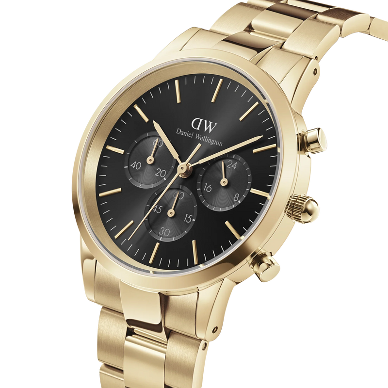 Daniel Wellington Iconic Chronograph 42 Black and Gold Watch