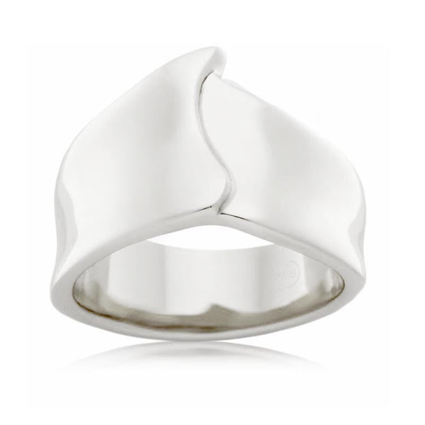 Sterling Silver wide Concave dress ring, size P