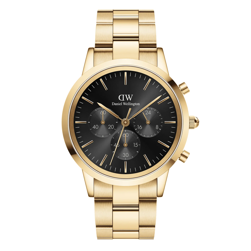 Daniel Wellington Iconic Chronograph 42 Black and Gold Watch