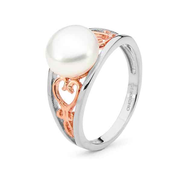 Freshwater Pearl Ring 14ct Rose Gold Plated Sterling Silver