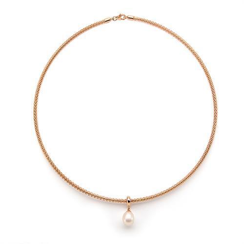 Freshwater Pearl Choker Rose Gold Plated Sterling Silver Mesh