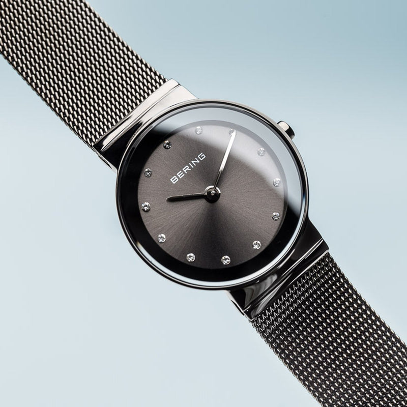 Bering Classic Polished Grey Mesh Watch